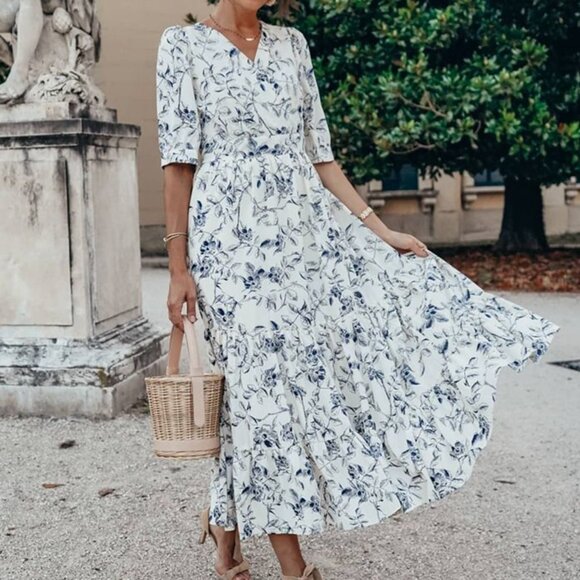 Chicwish Dresses & Skirts - Chicwish Navy Floral Maxi Dress